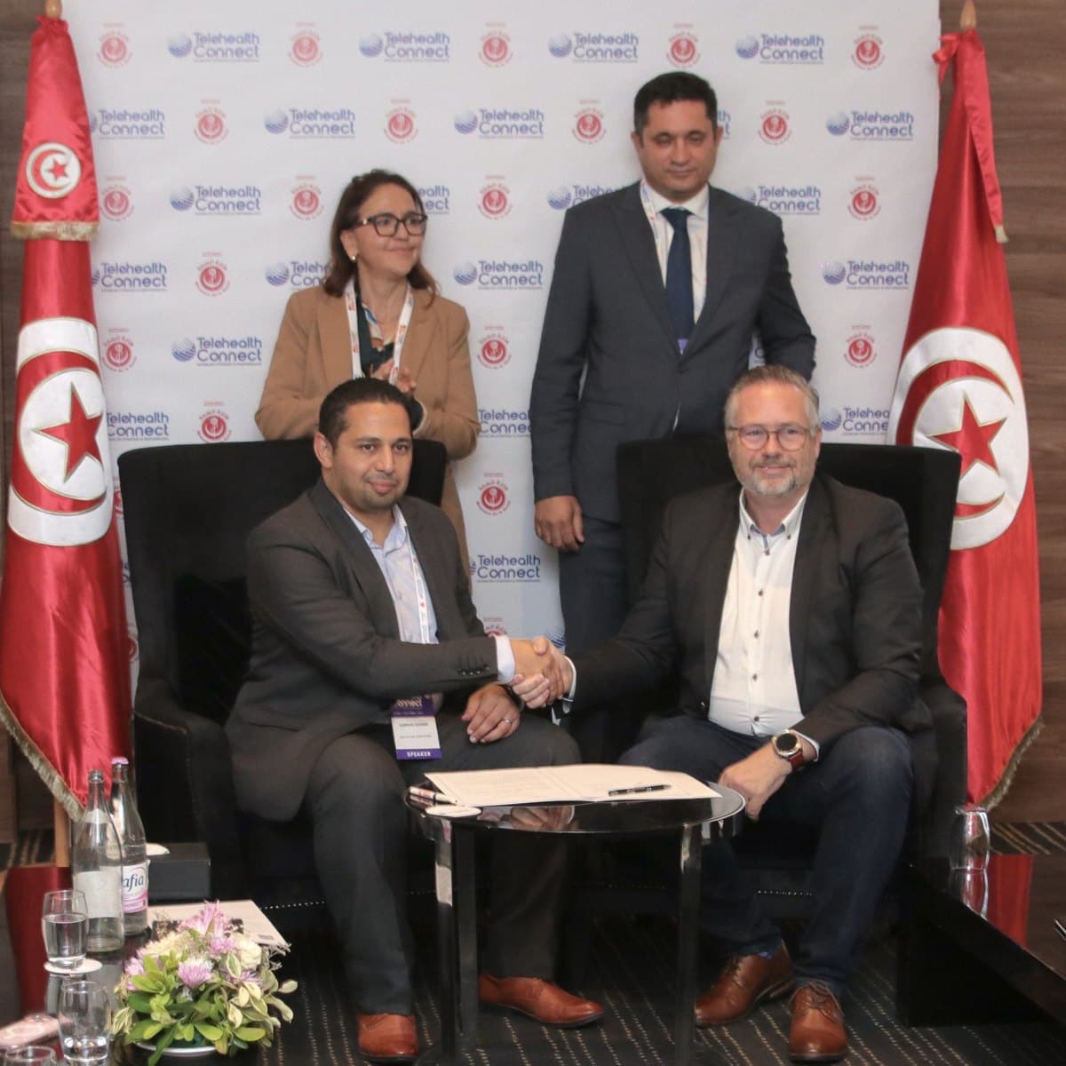 Daren Wilson signing the HealthSeed memorandum of understanding with HealthCare Innovation at Telehealth Connect 2026 in Tunis