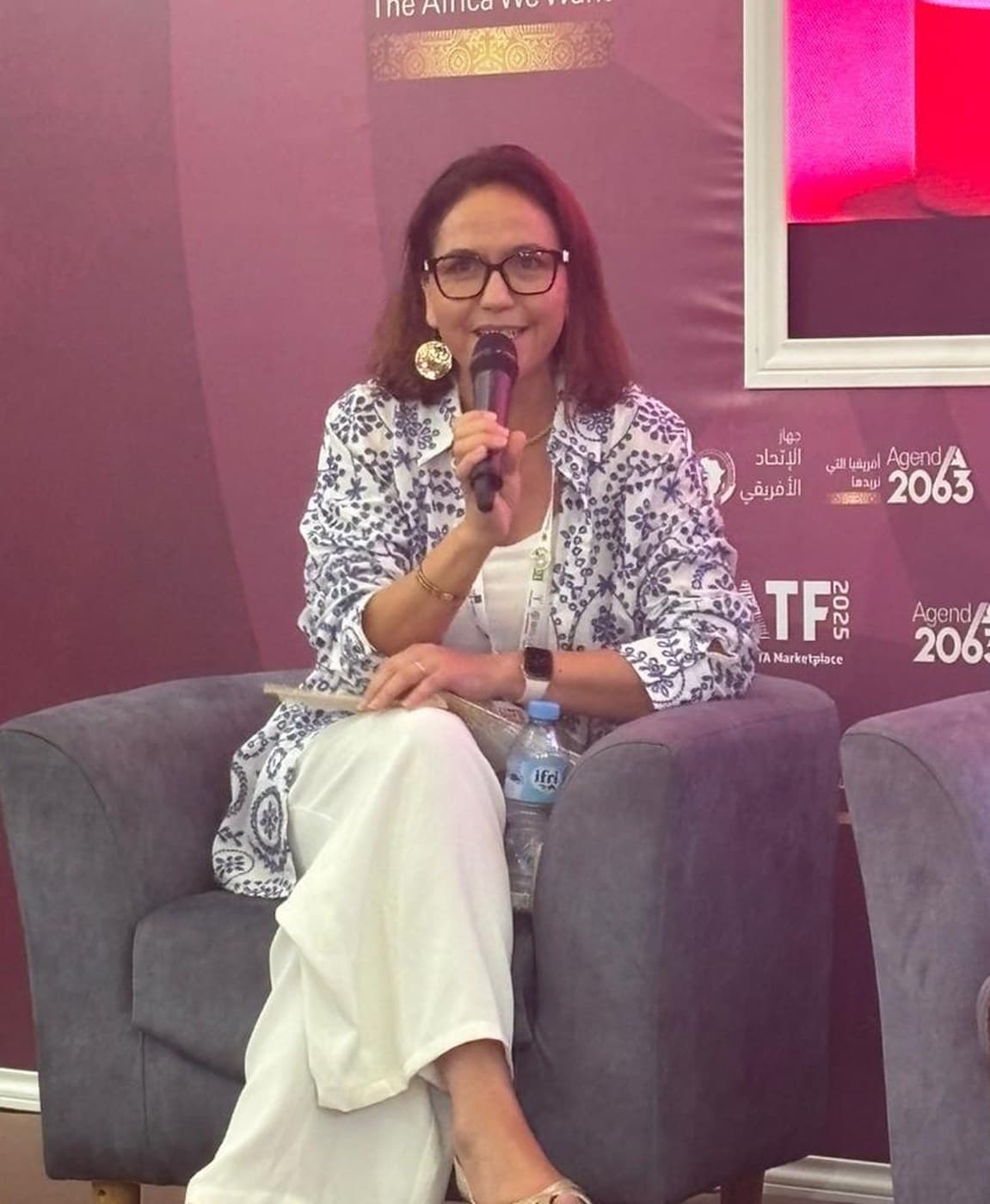 Safia Agueni speaking at the Intra-African Trade Fair 2025